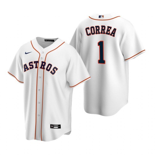 Men's Houston Astros #1 Carlos Correa White Cool Base Stitched Jersey